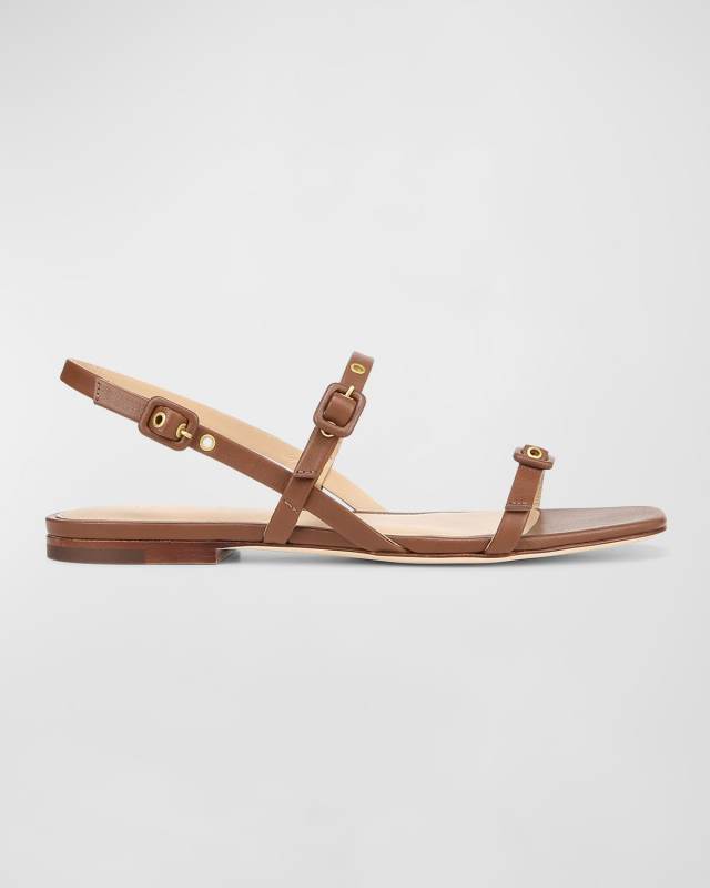 Malinda Leather Buckle Slingback Sandals